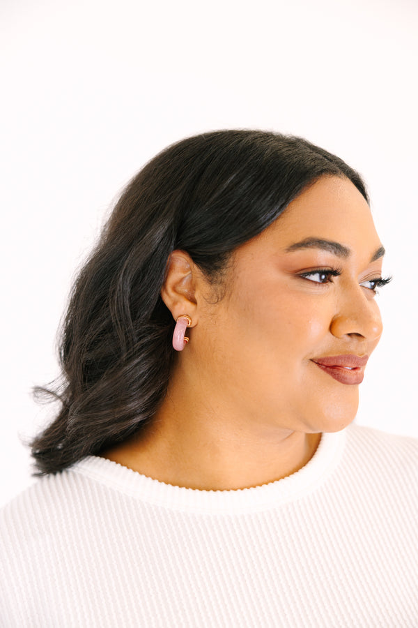 Chic Soul plus size clothing, light pink hoop earrings with gold on either end