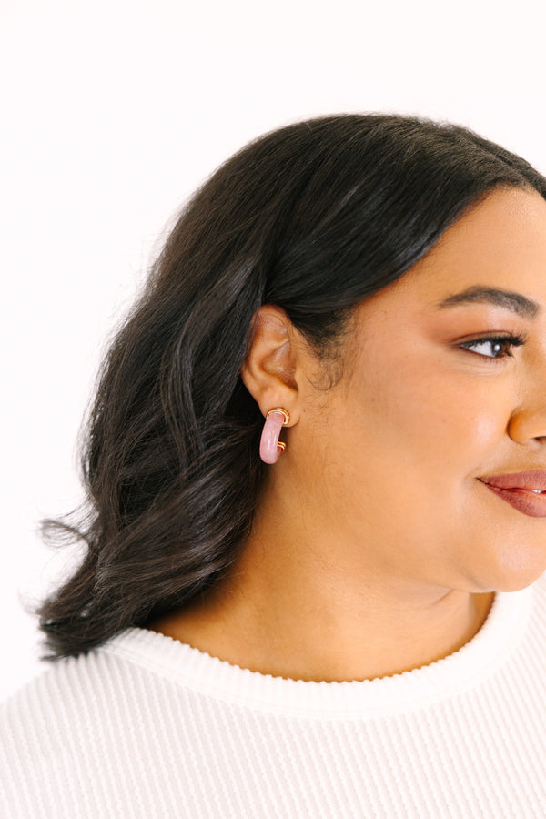 Chic Soul plus size clothing, light pink hoop earrings with gold on either end