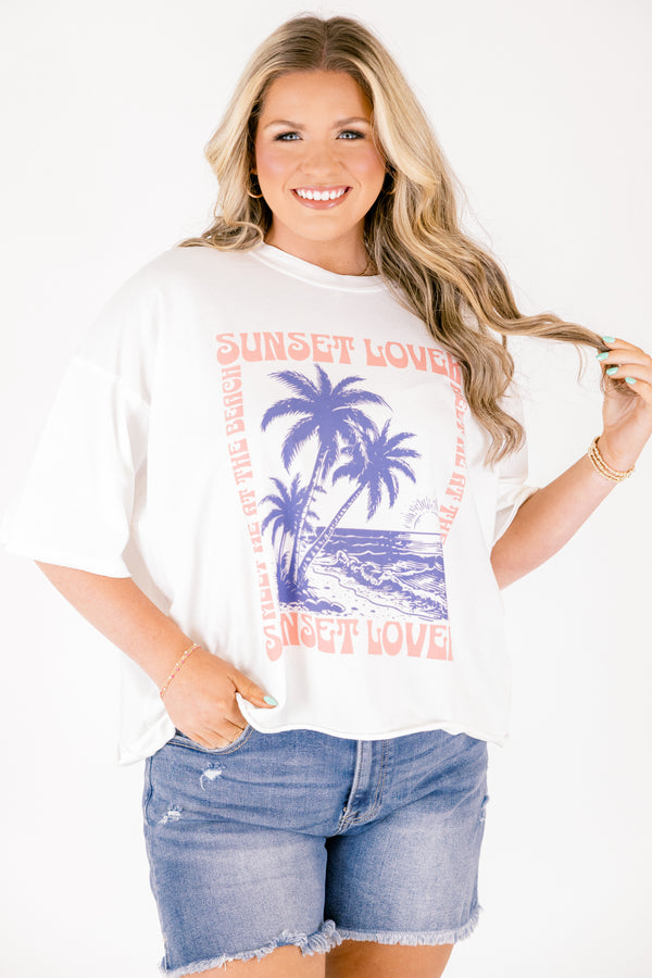 Chic Soul plus size clothing, white vintage wash cropped tee with 