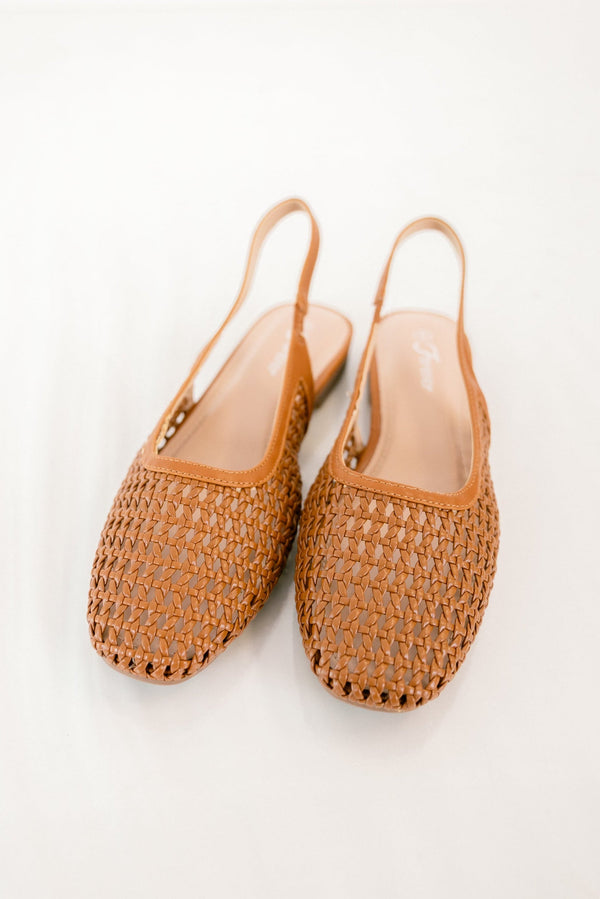 Chic Soul plus size clothing, brown wicker sling back flats