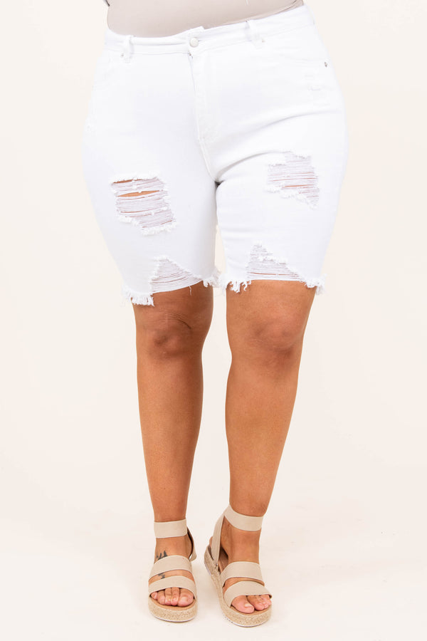 bottoms, shorts, white, distressed