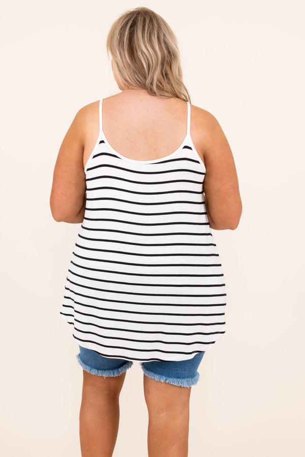 top, tank, white, striped, spaghetti, ivory