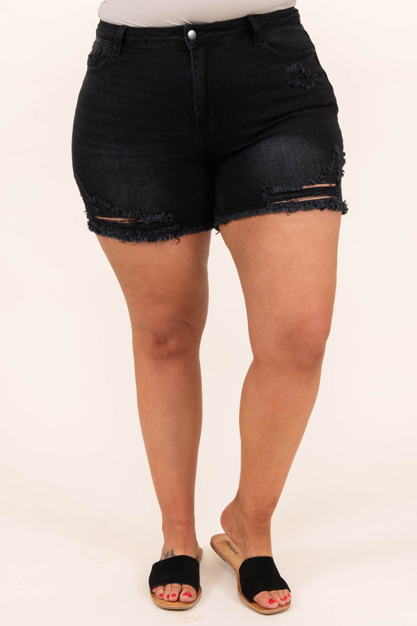 bottoms, shorts, black, distressed