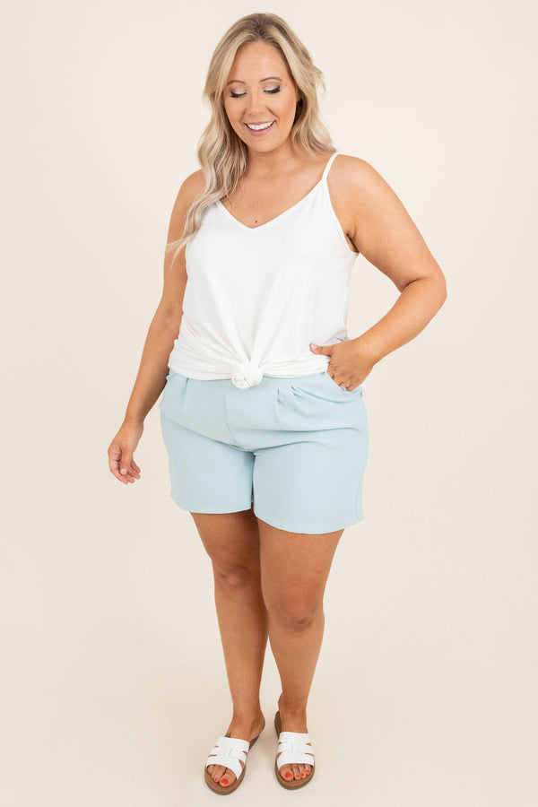 Chic Soul plus size clothing, mint blue dress shorts