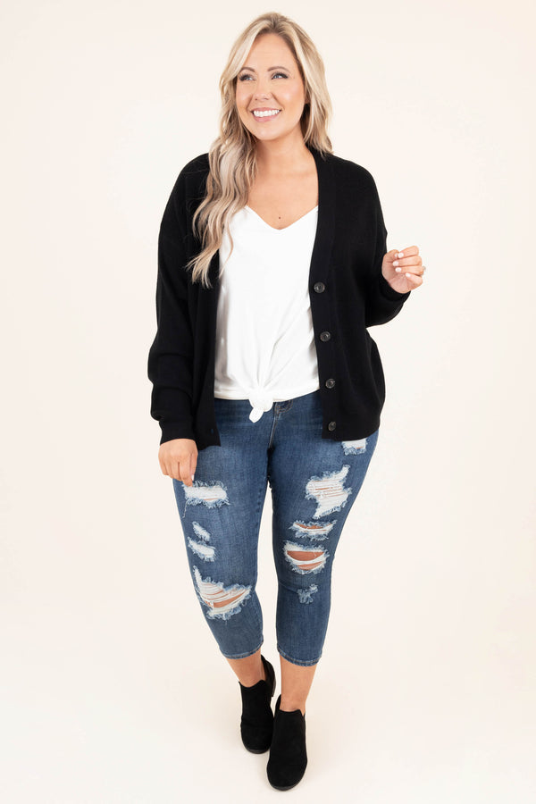 Chic Soul plus size clothing, dark wash distressed capris