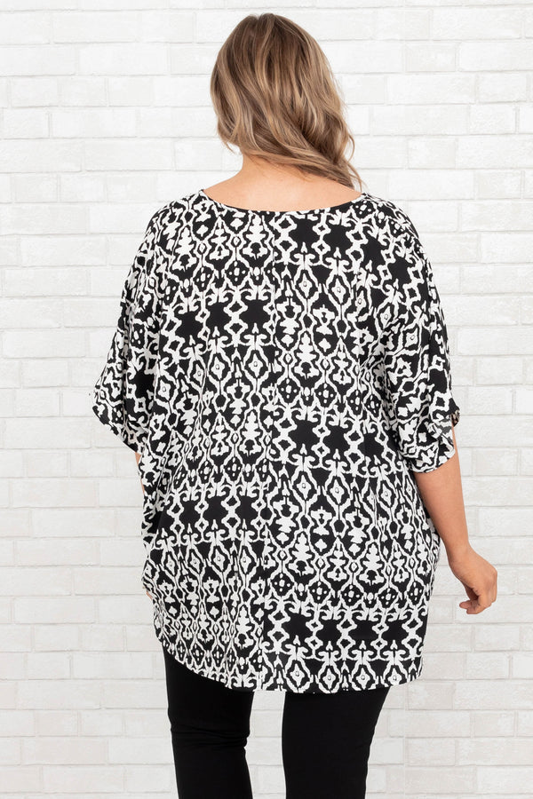 Chic Soul plus size clothing, black aztec pattern top