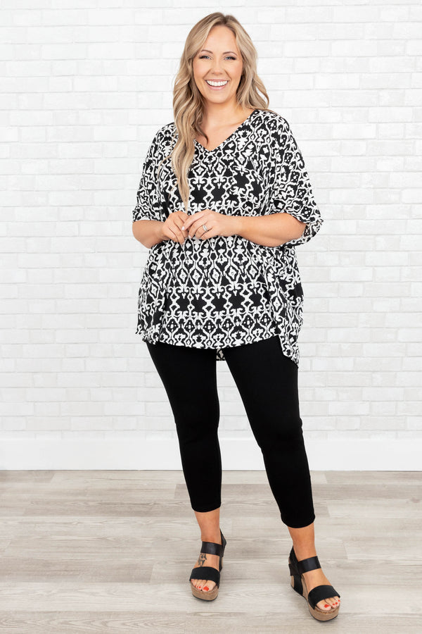 Chic Soul plus size clothing, black aztec pattern top