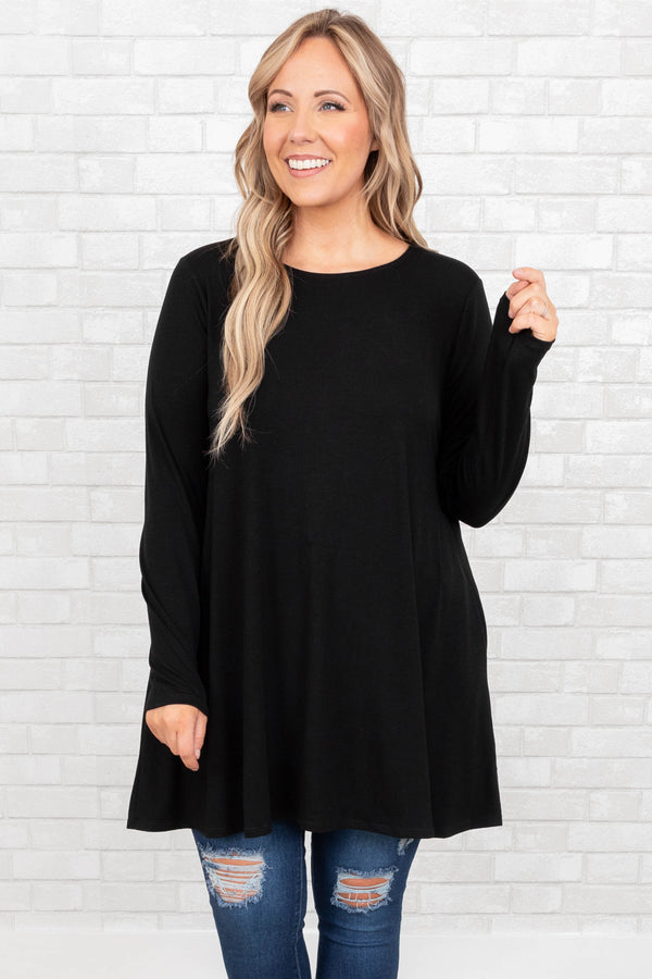 Chic Soul plus size clothing, black flowy tunic