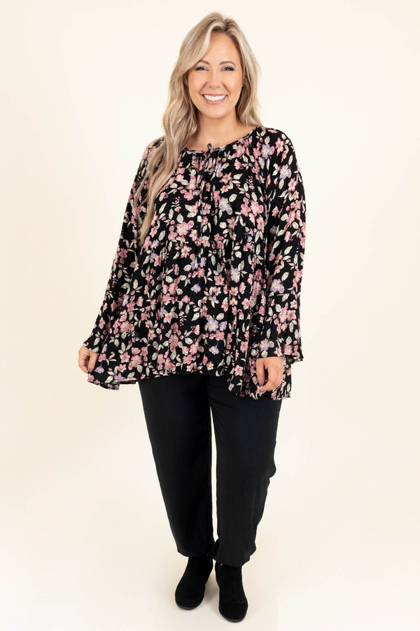 Chic Soul plus size clothing, black draw string pants
