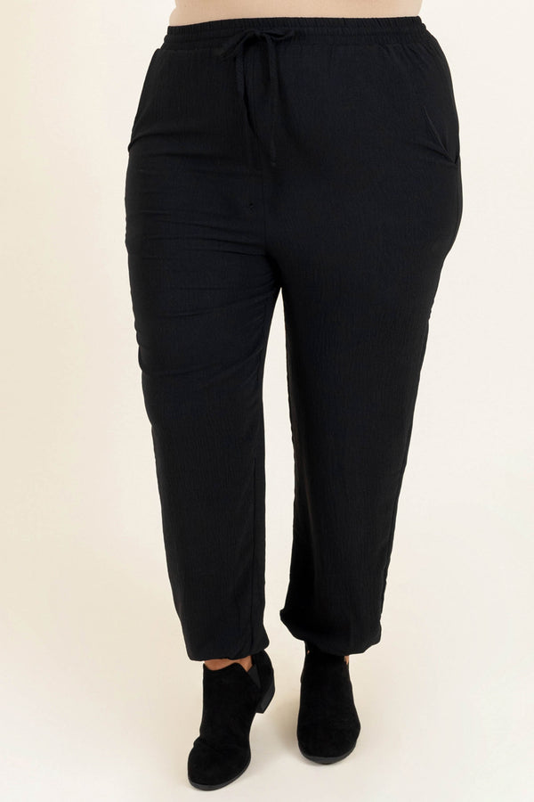 Chic Soul plus size clothing, black draw string pants