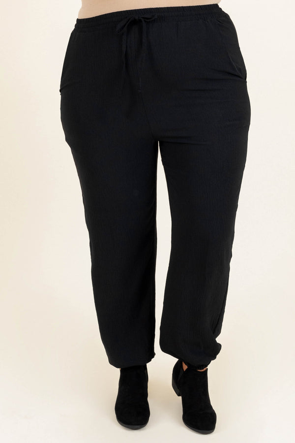 Chic Soul plus size clothing, black draw string pants
