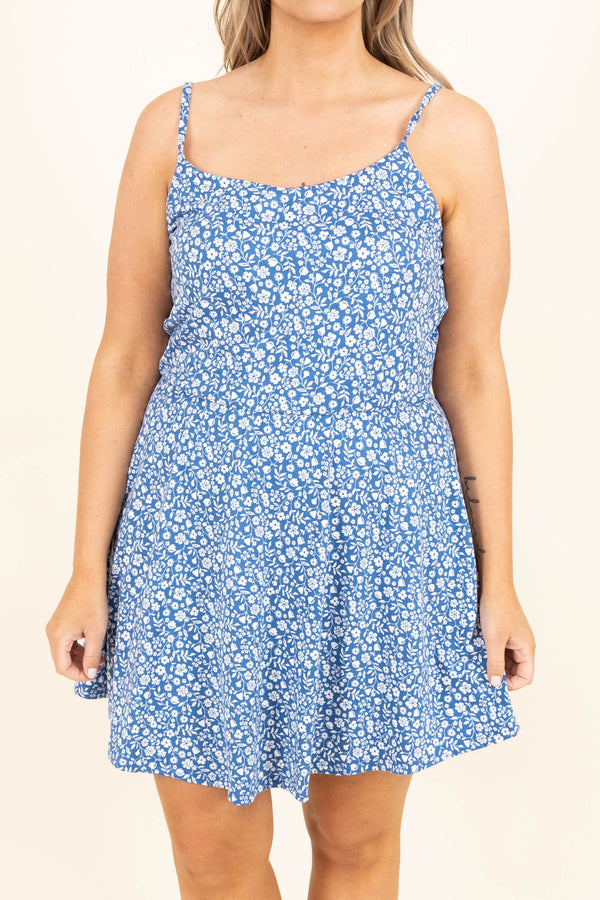 Chic Soul plus size clothing, chambray romper with white floral pattern