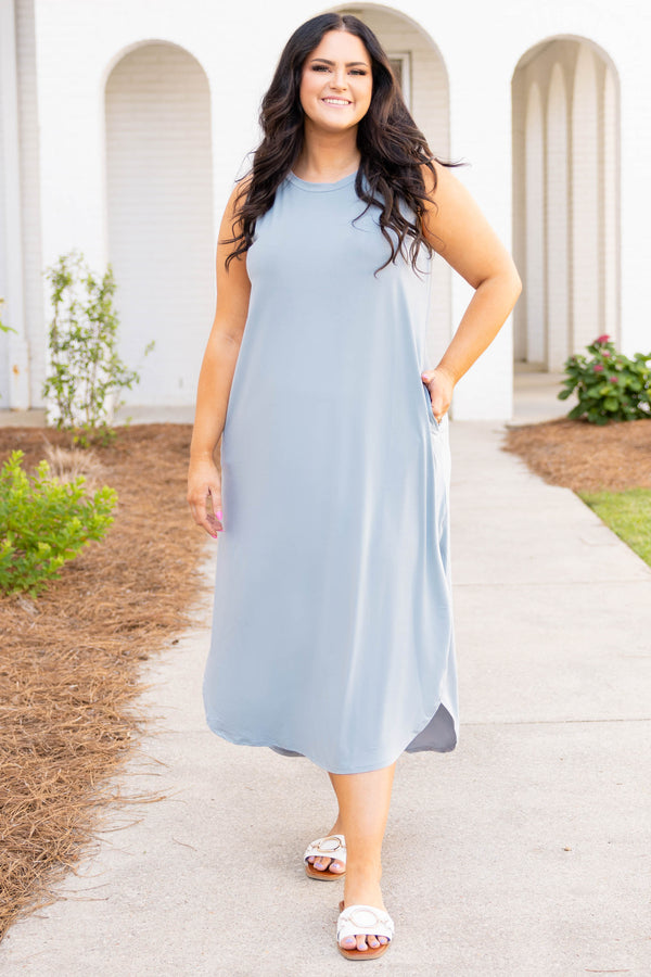 Chic Soul plus size clothing, sleeveless casual flowy midi dress