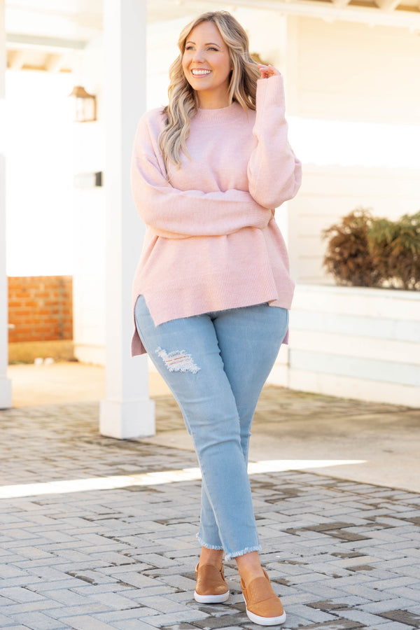 Chic Soul plus size clothing, pink knitted sweater