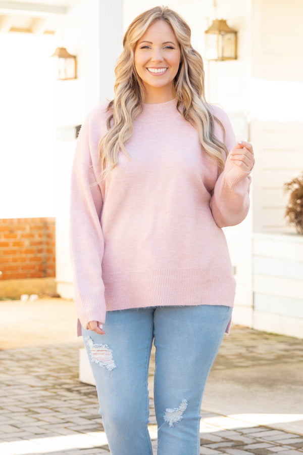 Chic Soul plus size clothing, pink knitted sweater