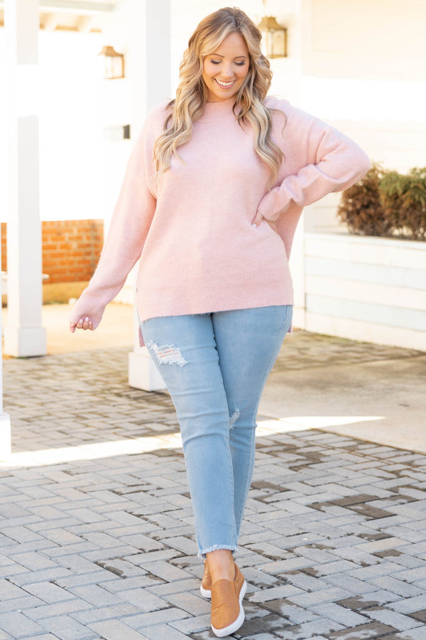 Chic Soul plus size clothing, pink knitted sweater