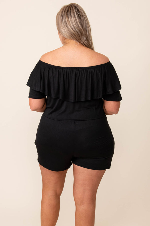dress, romper, solid, flutter, comfy, soft, black