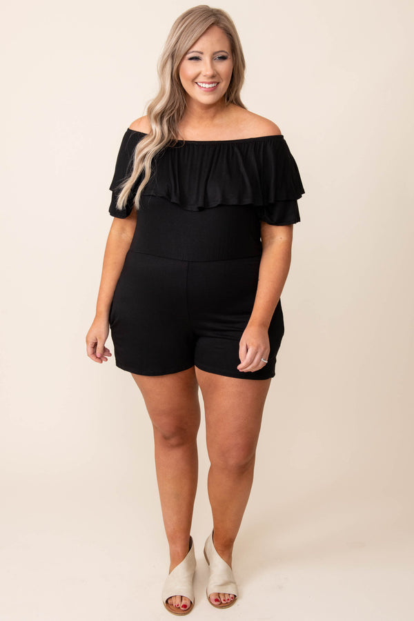 dress, romper, solid, flutter, comfy, soft, black