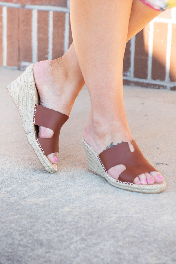 shoes, espadrilles, brown, solid, wedges