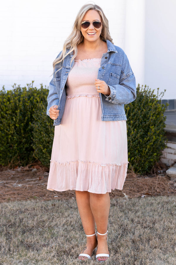 Chic Soul plus size clothing, solid pink sleeveless casual dress
