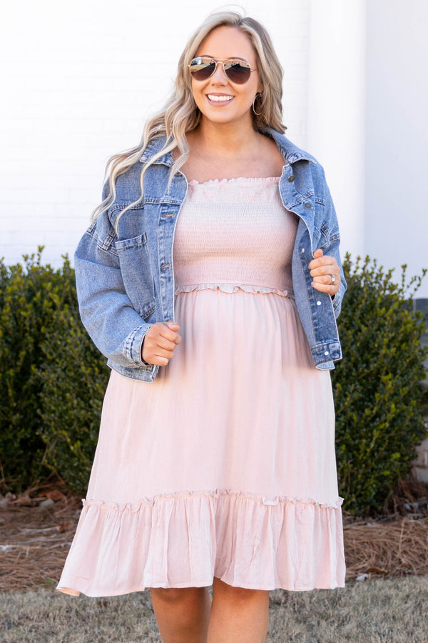 Chic Soul plus size clothing, solid pink sleeveless casual dress