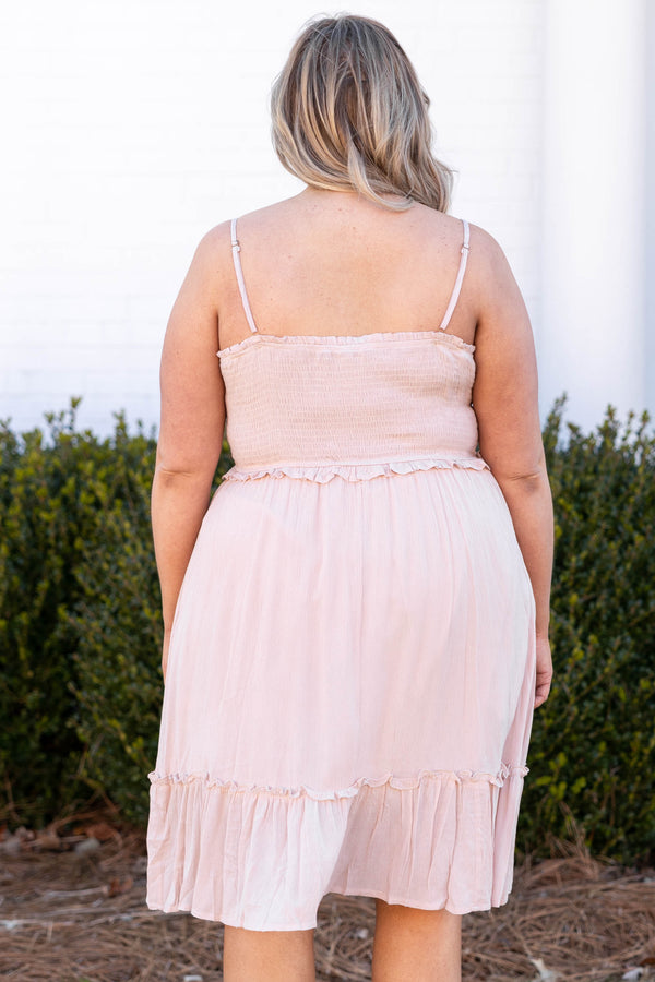 Chic Soul plus size clothing, solid pink sleeveless casual dress