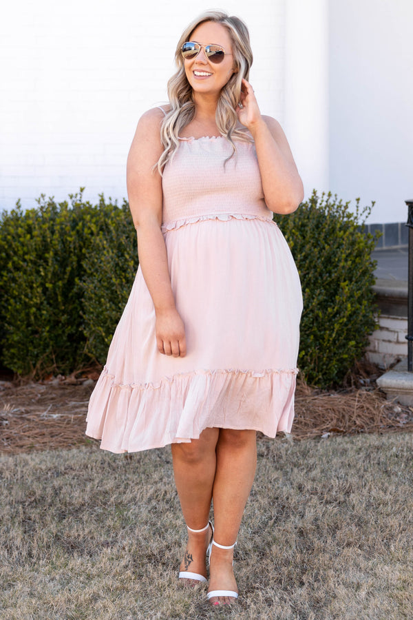 Chic Soul plus size clothing, solid pink sleeveless casual dress