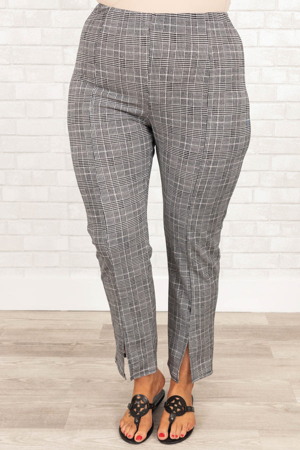 Chic Soul plus size clothing, black and white plaid pattern pants