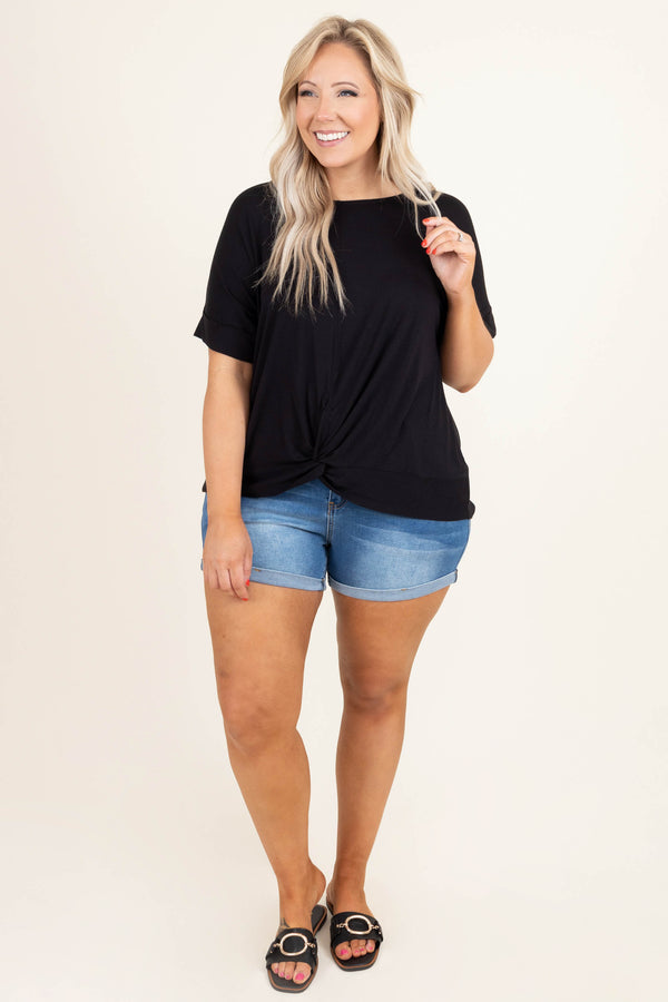 Chic Soul plus size clothing, solid blue jean shorts