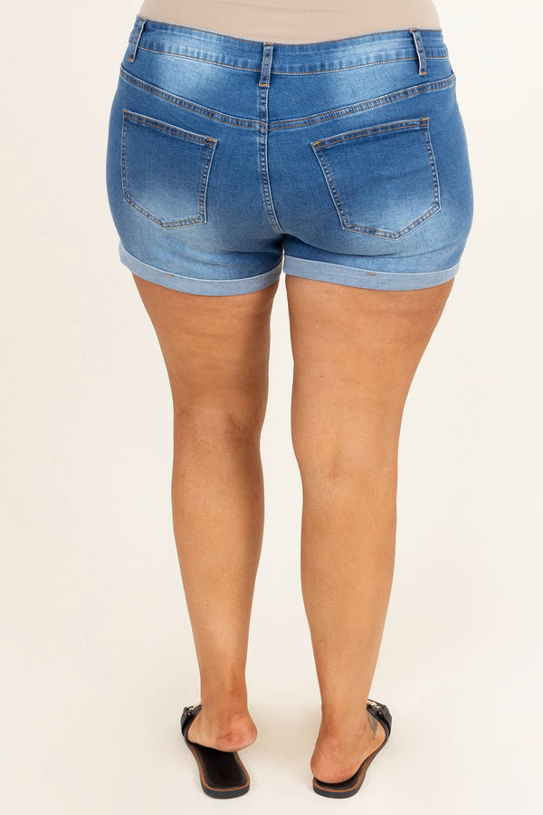 Chic Soul plus size clothing, solid blue jean shorts