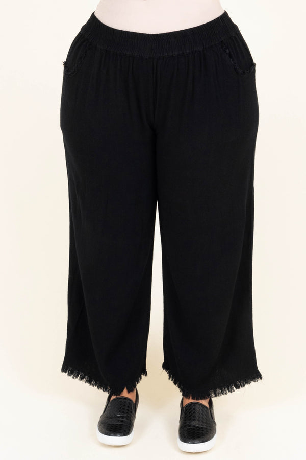 Chic Soul plus size clothing, black solid flowy pants