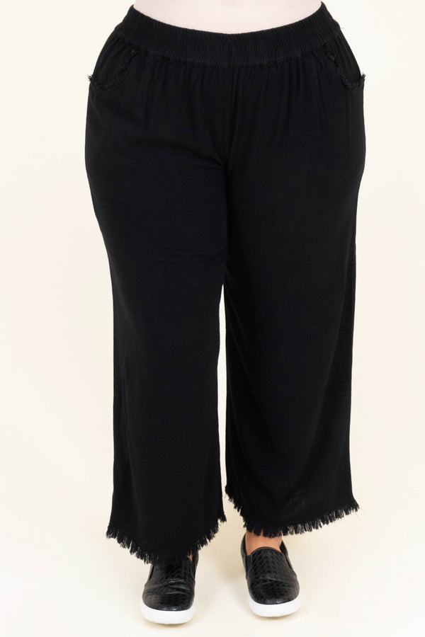 Chic Soul plus size clothing, black solid flowy pants