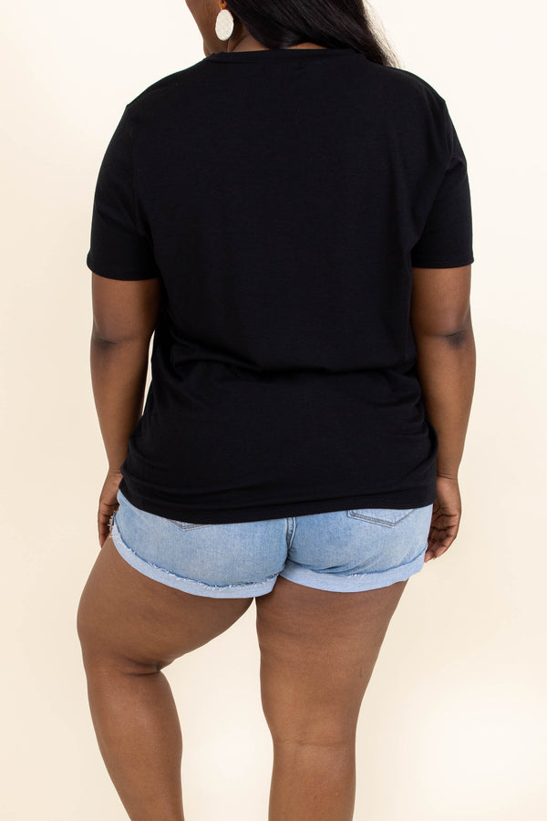 Chic Soul plus size clothing, black top with front pocket