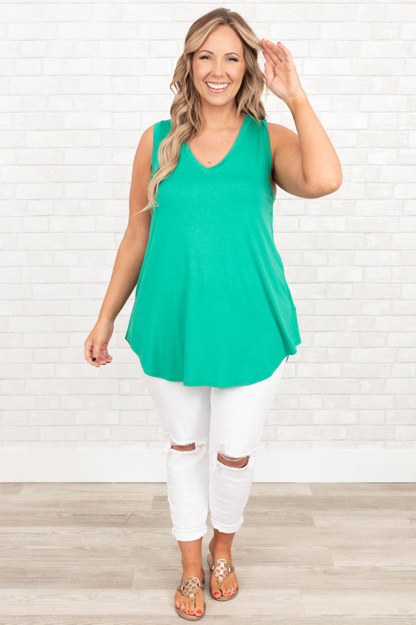 Chic Soul plus size clothing, kelly green flowy tank top