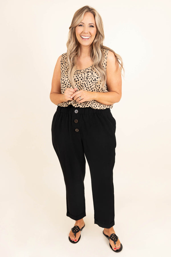 Chic Soul plus size clothing, taupe colored tank with black dotted pattern