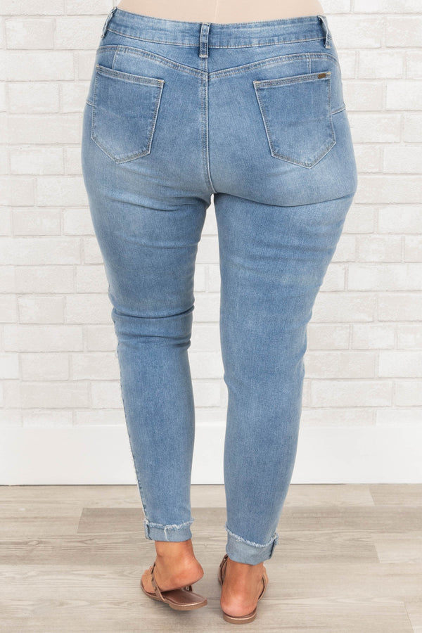 Chic Soul plus size clothing, medium wash skinny jeans