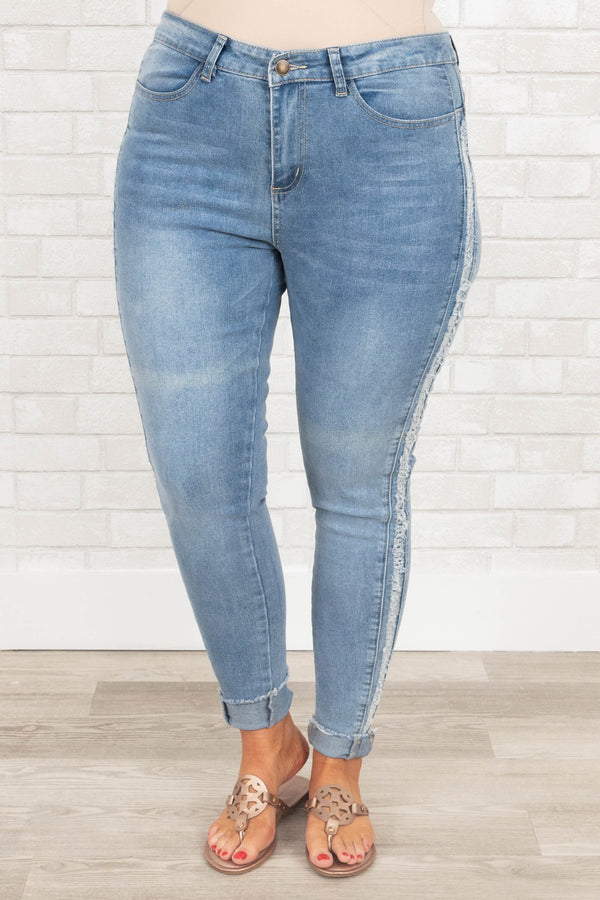 Chic Soul plus size clothing, medium wash skinny jeans