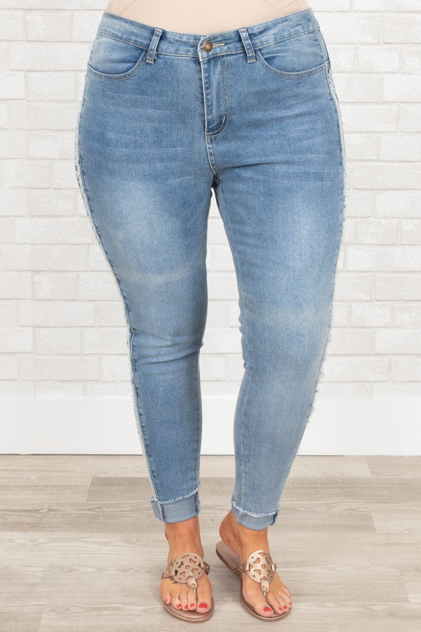 Chic Soul plus size clothing, medium wash skinny jeans