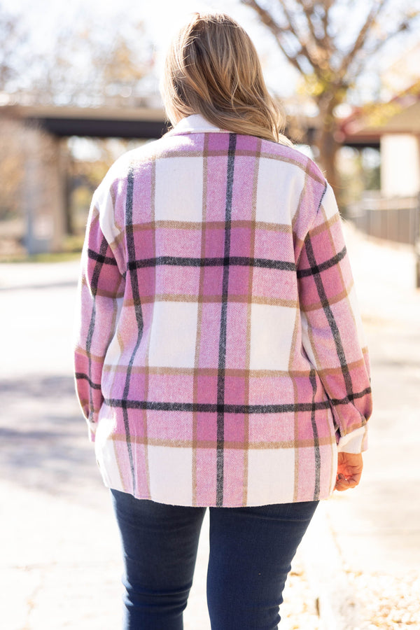 Chic Soul plus size clothing, pink shacket
