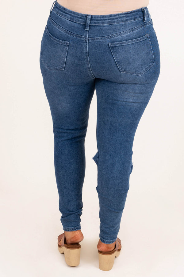 Chic Soul plus size clothing, high waisted skinny jeans with distressed details