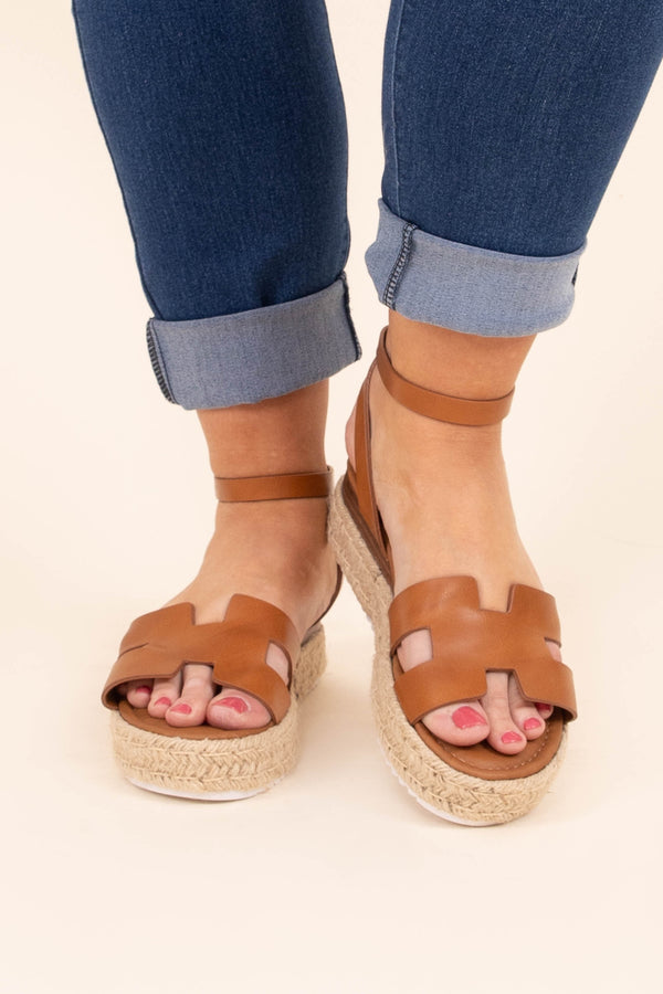 Chic Soul plus size clothing, tan platform sandals