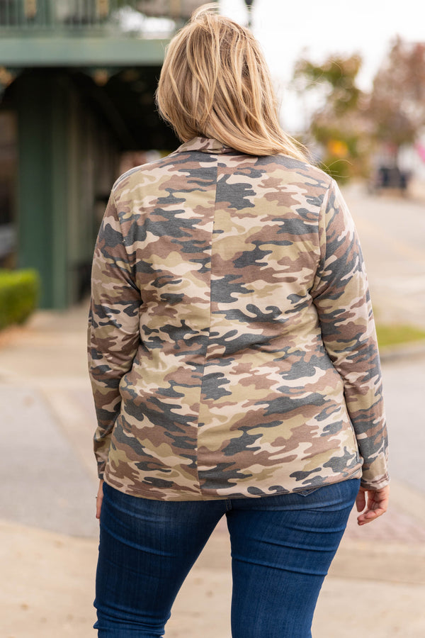 Chic Soul plus size clothing, camo zip up jacket