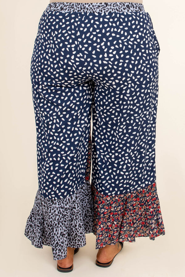 Chic Soul plus size clothing, blue and red floral pants