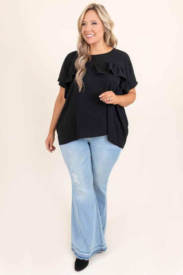 Chic Soul plus size clothing, light wash denim distressed flare jeans