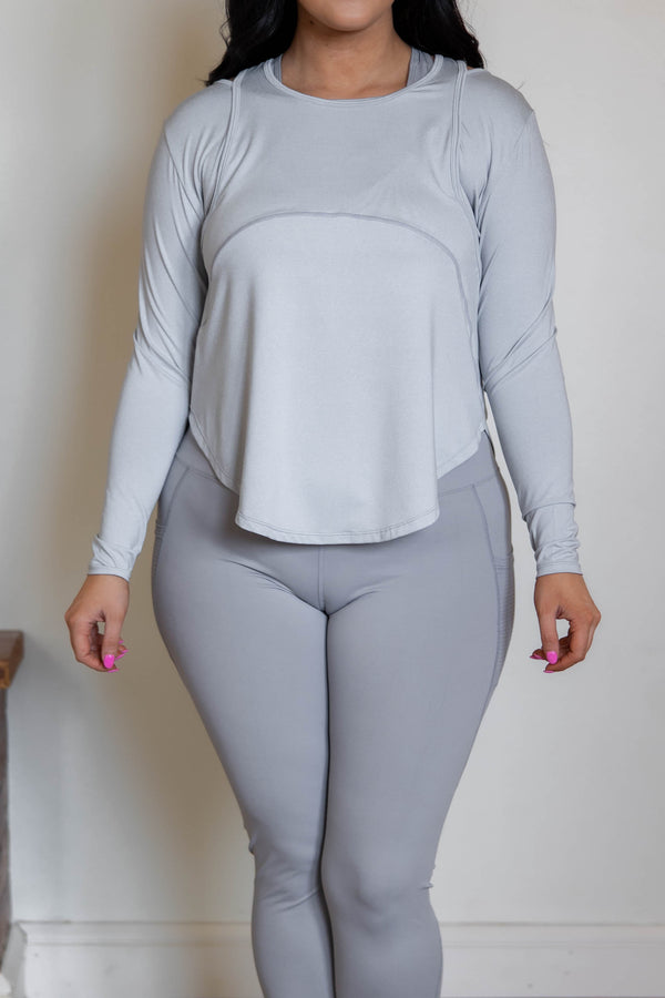 Chic Soul plus size clothing, light gray athletic top