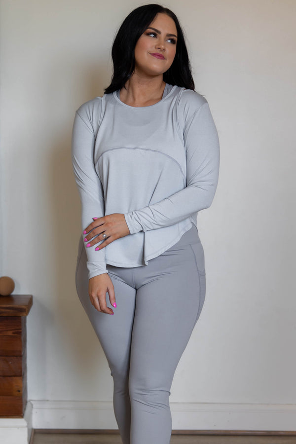 Chic Soul plus size clothing, light gray athletic top