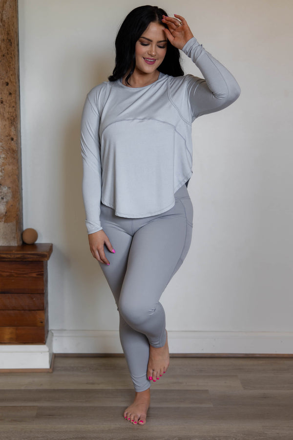 Chic Soul plus size clothing, light gray athletic top