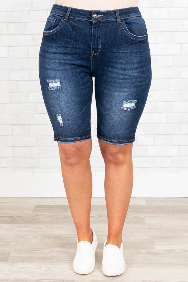 Shut Up And Drive Jean Shorts, Dark Wash