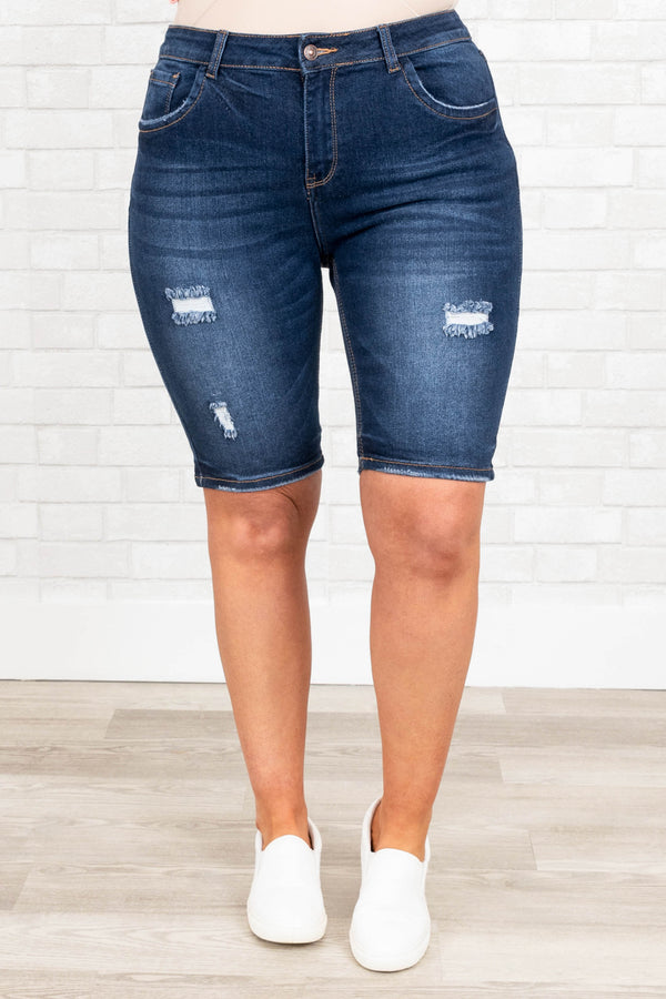 Shut Up And Drive Jean Shorts, Dark Wash