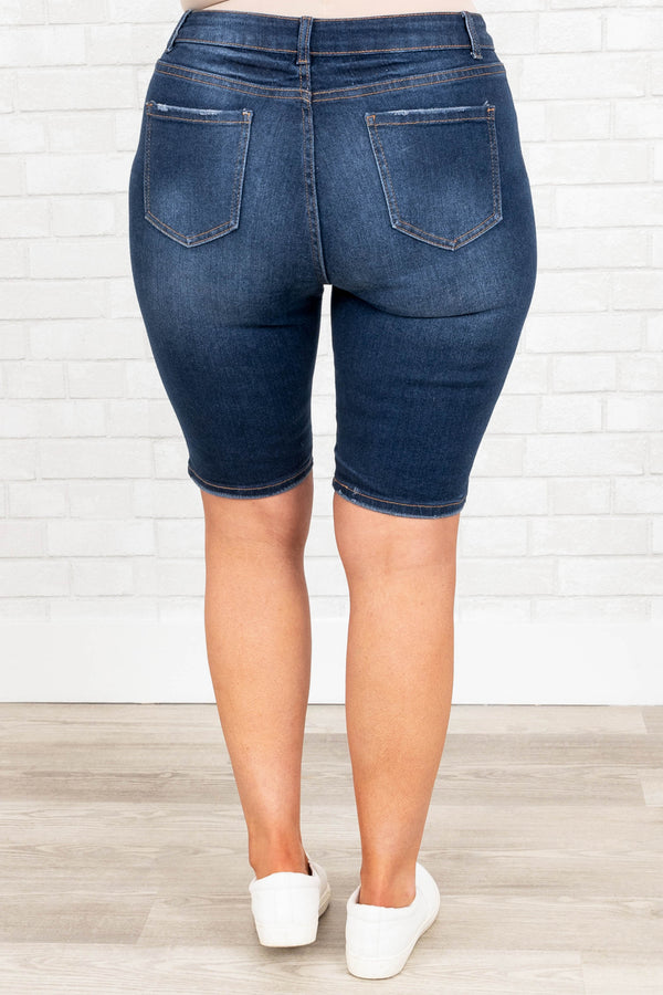Shut Up And Drive Jean Shorts, Dark Wash
